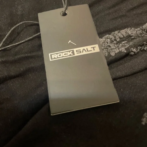 Black Jean Shorts with Heavy Distressing and Frayed Edges - Picture 4 of 4